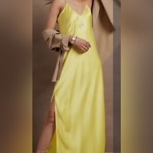 Banana Republic Silk  Vibrant Canary Yellow Maxi Dress